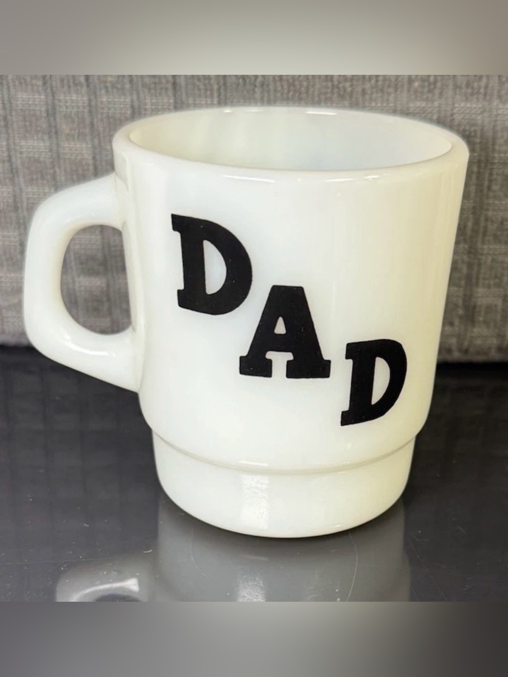 Vintage 1960 Greatest Dad Milk Glass Coffee Cup Mug Father's Day Gift Diner
